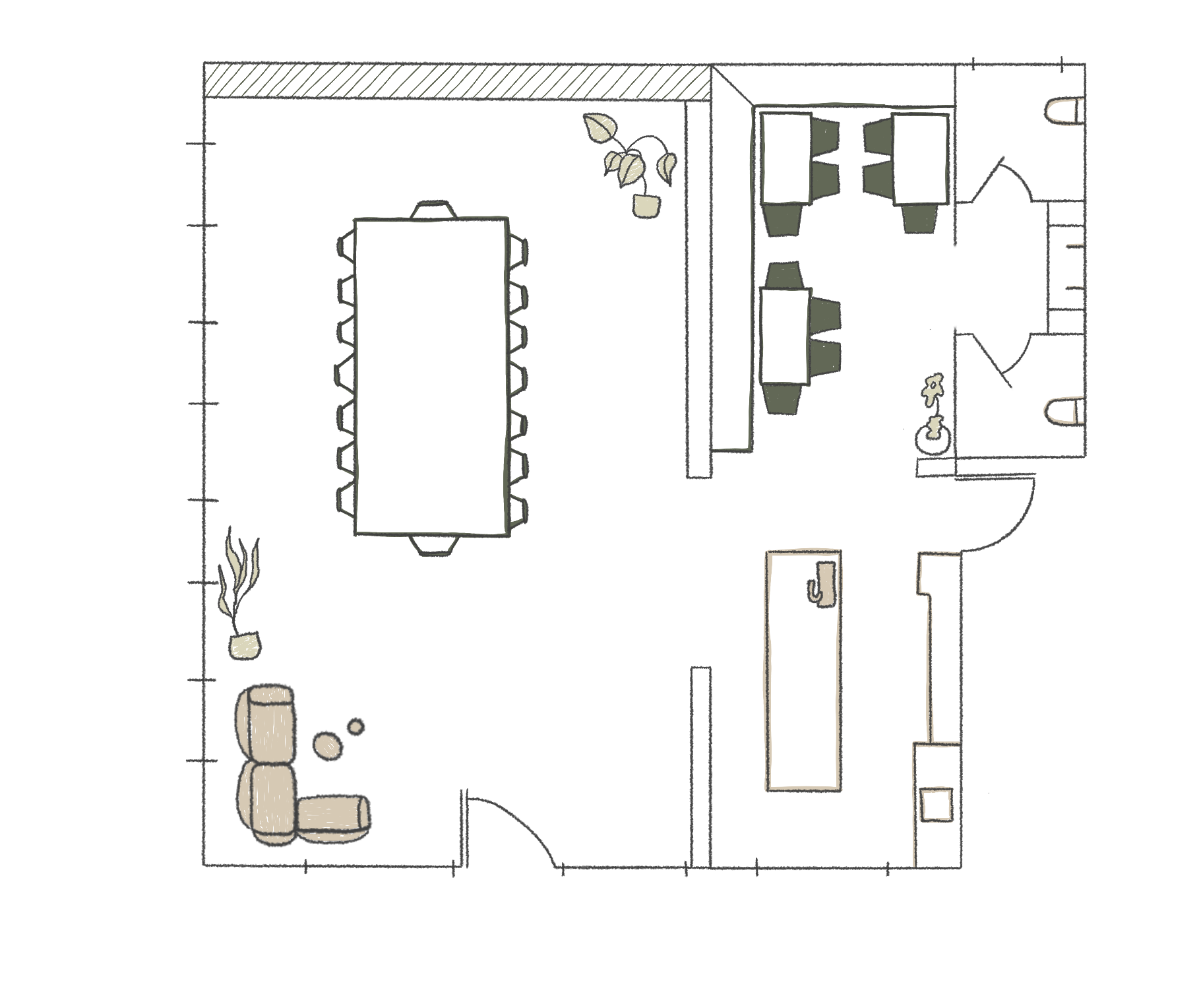 Vierkant Seminarhof Raumplan Seminarraum mit K&uuml;che